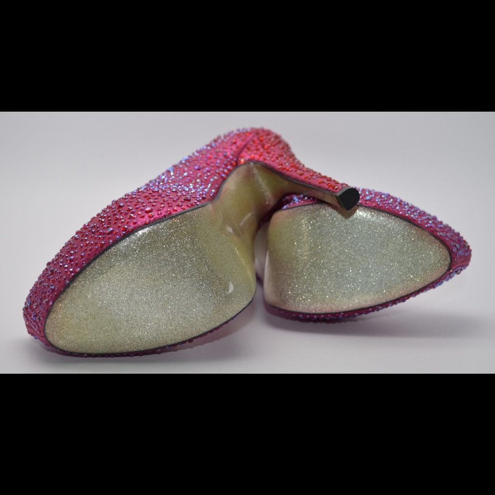 💜LADY COUTURE💜 36 PINK SPARKLY RHINESTONE HEELS - Picture 5 of 8